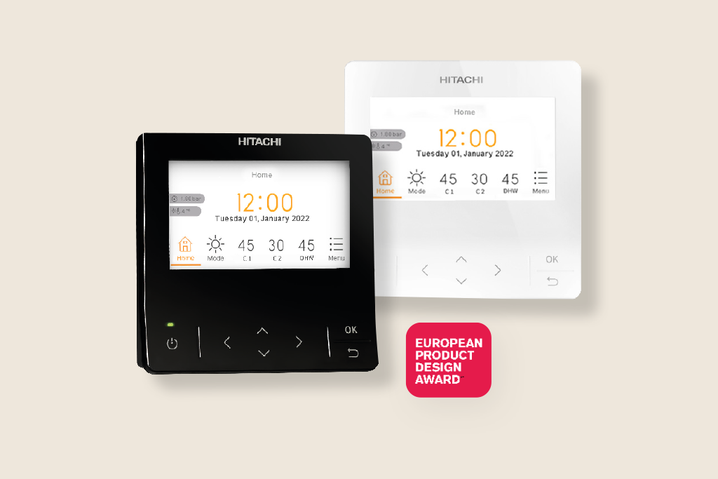 Fernbedienung mit Designpreis – einfache Steuerung der Wärmepumpe Designprämierte Bedieneinheit der Hitachi Wärmepumpe – intuitive Steuerung